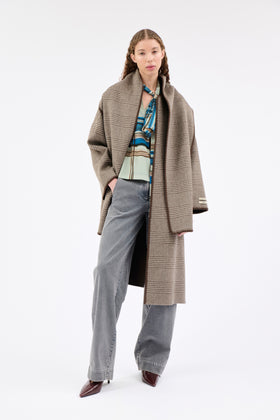 DOUBLE Glen Check Mantel, Dusty Brown from ODEEH 