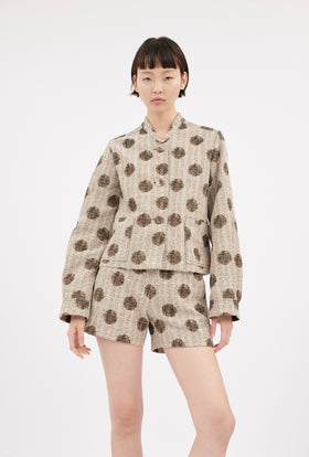 Chinè Dots Jacket, Brown Olive from ODEEH 