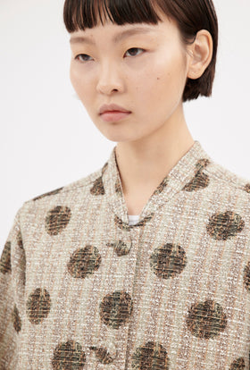 Chinè Dots Jacket, Brown Olive from ODEEH 