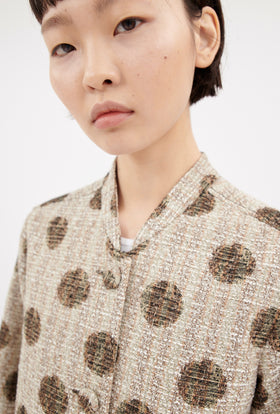 Chinè Dots Jacket, Brown Olive from ODEEH 