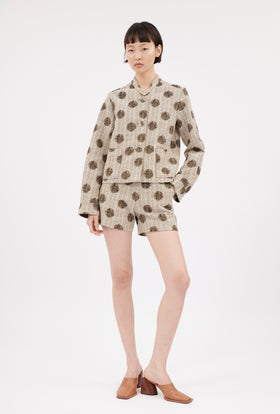 Chinè Dots Jacket, Brown Olive from ODEEH 