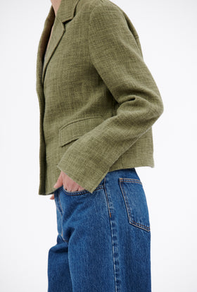 Hemp Tweed Jacke, Dark Khaki from ODEEH 