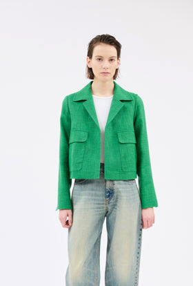 Hemp Tweed Jacket, Billard Green from ODEEH 