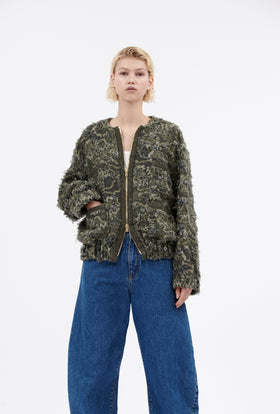 Destructured Jacquard Jacket, Dark Khaki from ODEEH 