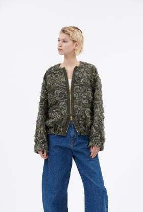 Destructured Jacquard Jacket, Dark Khaki from ODEEH 