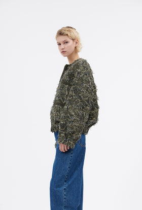 Destructured Jacquard Jacket, Dark Khaki from ODEEH 