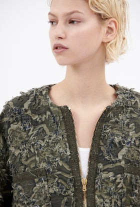 Destructured Jacquard Jacket, Dark Khaki from ODEEH 