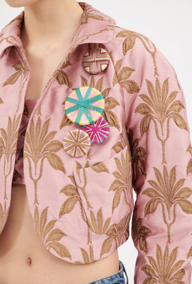 Matelassè Palms Jacket, Rosequartz from ODEEH 