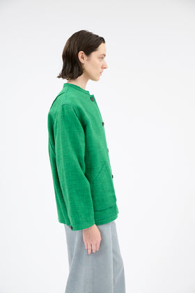 Hemp Tweed Blouson, Billard Green from ODEEH 