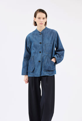 Micro Canvas Jacket, Denim Blue from ODEEH 