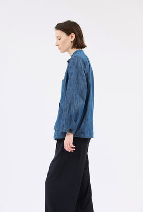 Micro Canvas Jacket, Denim Blue from ODEEH 