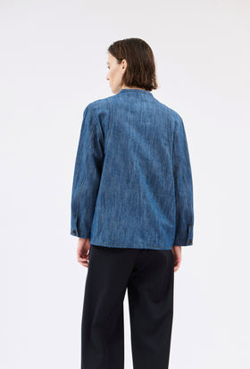 Micro Canvas Jacket, Denim Blue from ODEEH 