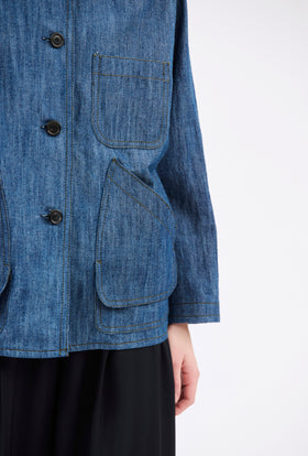 Micro Canvas Jacket, Denim Blue from ODEEH 