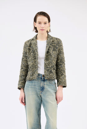 Destructured Jacquard Jacket, Dark Khaki from ODEEH 