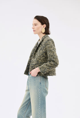 Destructured Jacquard Jacket, Dark Khaki from ODEEH 