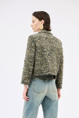 Destructured Jacquard Jacket, Dark Khaki from ODEEH 