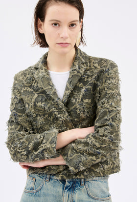 Destructured Jacquard Jacket, Dark Khaki from ODEEH 