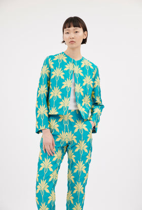 Matelassè Palms Jacket, Bright Emerald from ODEEH 