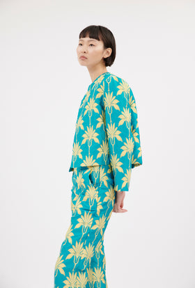 Matelassè Palms Jacket, Bright Emerald from ODEEH 