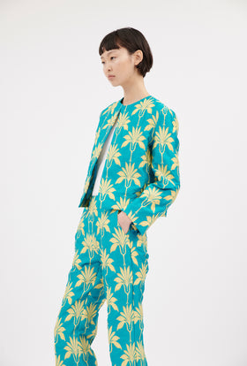 Matelassè Palms Jacket, Bright Emerald from ODEEH 