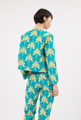 Matelassè Palms Jacket, Bright Emerald from ODEEH 