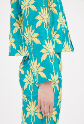 Matelassè Palms Jacket, Bright Emerald from ODEEH 