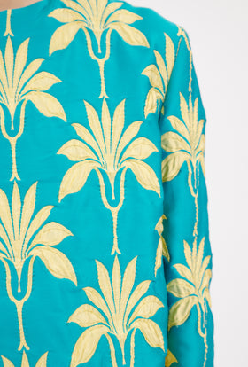 Matelassè Palms Jacket, Bright Emerald from ODEEH 