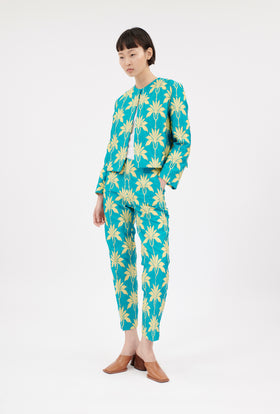 Matelassè Palms Jacket, Bright Emerald from ODEEH 