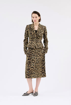Jacquard Leo Jacket, Brown Olive from ODEEH 