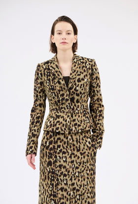 Jacquard Leo Jacket, Brown Olive from ODEEH 