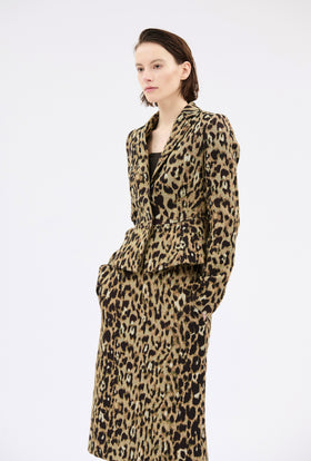 Jacquard Leo Jacket, Brown Olive from ODEEH 