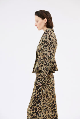 Jacquard Leo Jacket, Brown Olive from ODEEH 
