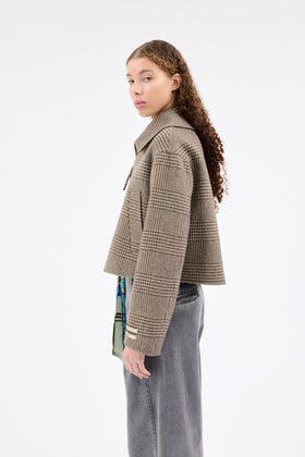 DOUBLE Glen Check Jacke, Dusty Brown from ODEEH 