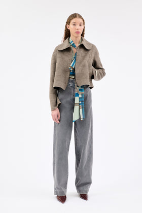 DOUBLE Glen Check Jacke, Dusty Brown from ODEEH 