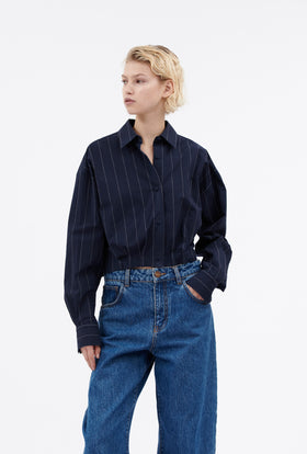 Paper Touch Stripe Bluse, Marine from ODEEH 
