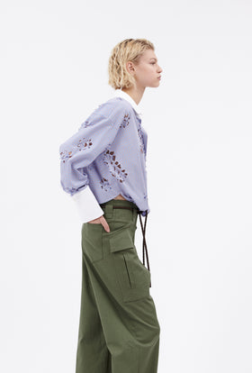 Laser Cut Flowers Bluse, Sky from ODEEH 