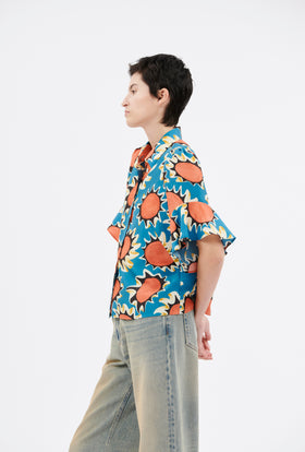 Pop Flowers Bluse, Ocean from ODEEH 
