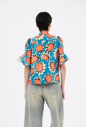 Pop Flowers Bluse, Ocean from ODEEH 