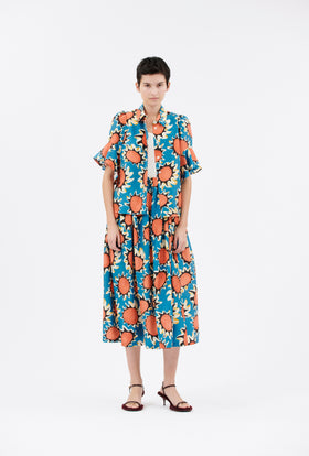 Pop Flowers Bluse, Ocean from ODEEH 