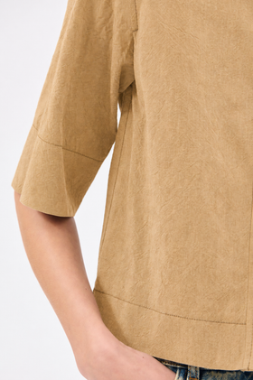 Crinkled Oxford Bluse, Light Camel from ODEEH 