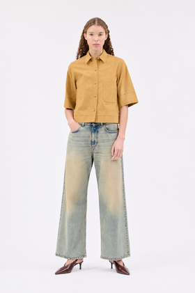 Crinkled Oxford Bluse, Light Camel from ODEEH 