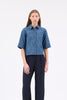 Micro Canvas Bluse, Denim Blue from ODEEH 