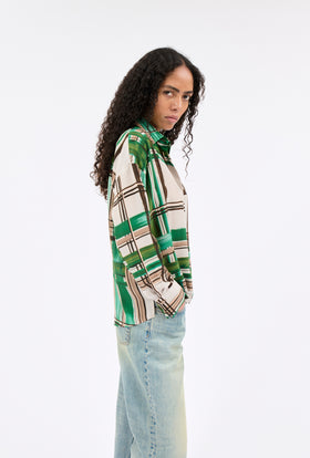 PAINTED MADRAS Twill Bluse, Teal from ODEEH 