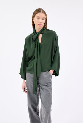 SILK ACETATE Bluse, Night Forest from ODEEH 