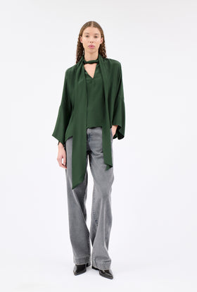 SILK ACETATE Bluse, Night Forest from ODEEH 
