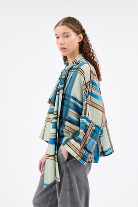 PAINTED MADRAS Twill Bluse, Cobalt from ODEEH 