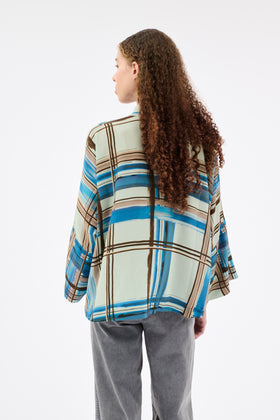PAINTED MADRAS Twill Bluse, Cobalt from ODEEH 