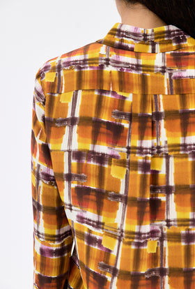 BRUSH STROKES Twill Bluse, Burnt Orange from ODEEH 