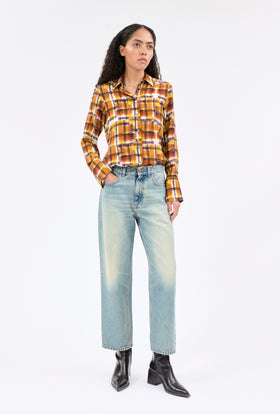 BRUSH STROKES Twill Bluse, Burnt Orange from ODEEH 