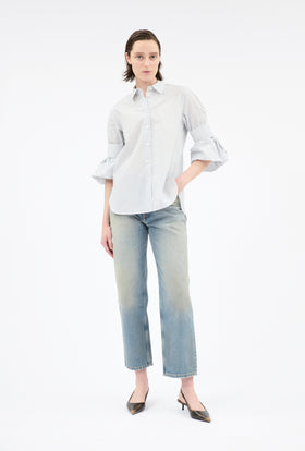 Mens Stripe Bluse, Ice Blue from ODEEH 